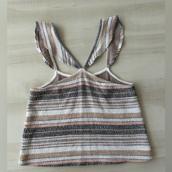 Madewell Texture and Thread Ruffle-Strap Tank Top. Sustainable 100% Cotton Med. - Picture 9 of 10